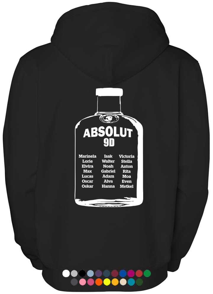 Klasströja med digitala signaturer i Absolut vodka flaska